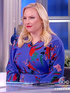 Meghan's blue floral print wrap dress on The View