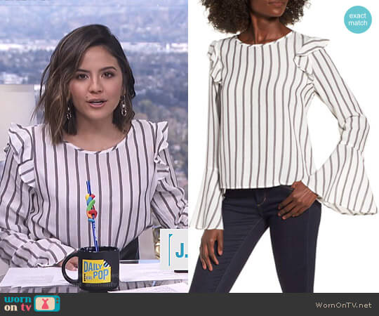 WornOnTV: Erin’s white striped bell sleeve top on E! News Daily Pop ...