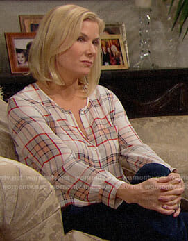 Brooke’s plaid blouse on The Bold and the Beautiful