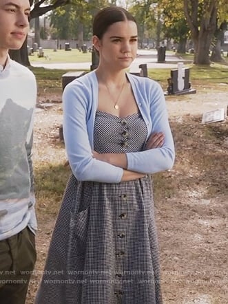 Callie's check print button front dress on The Fosters
