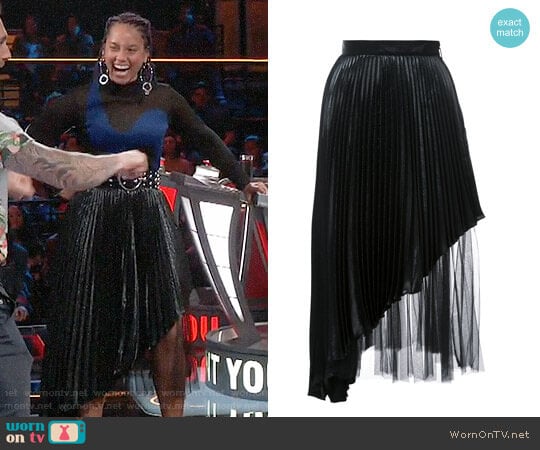 Christopher Kane Pleated Midi Skirt worn by Alicia Keys on The Voice