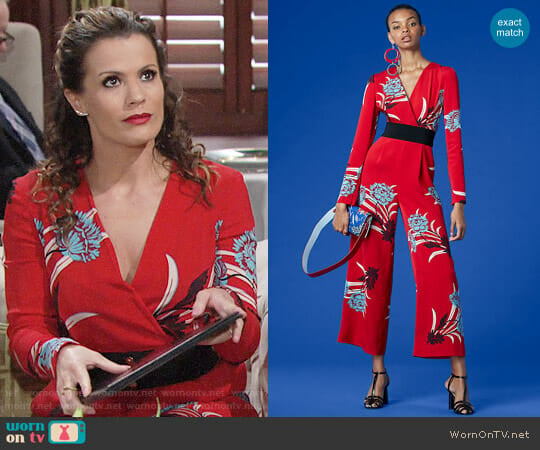 Diane von Furstenberg Long-Sleeve Cross Over Jumpsuit worn by Chelsea Lawson (Melissa Claire Egan) on The Young and the Restless