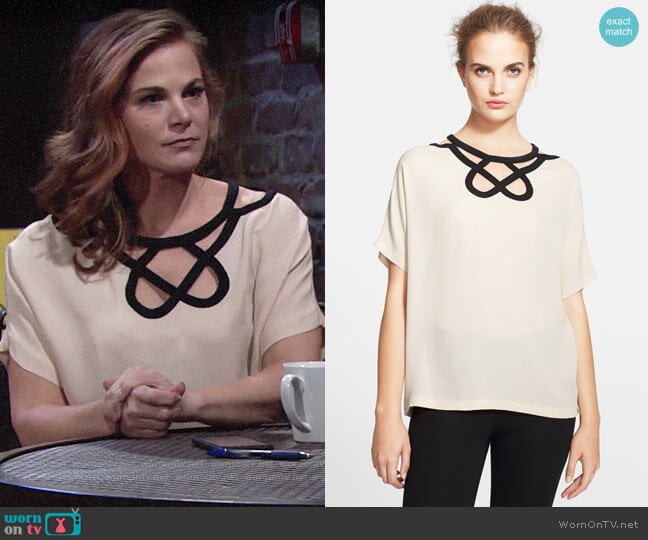 Diane von Furstenberg Short Sleeve Cutout Top worn by Phyllis Newman (Gina Tognoni) on The Young and the Restless