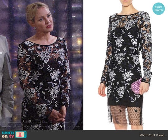 Diane von Furstenberg Embroidered lace dress worn by Sharon Newman (Sharon Case) on The Young and the Restless