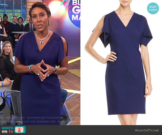 Lourdes Slit-Sleeve Sheath Dress by Elie Tahari worn by Robin Roberts on Good Morning America