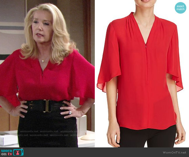 Elie Tahari Anella Blouse worn by Nikki Reed Newman (Melody Thomas-Scott) on The Young and the Restless