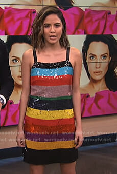 Erin’s multi-color striped sequin dress on E! News