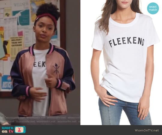 Fleekend Graphic Tee by Sub Urban Riot worn by Zoey Johnson (Yara Shahidi) on Grown-ish