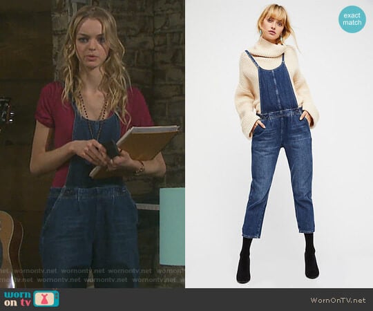 Pleated Overall by Free People worn by Claire Brady (Olivia Keegan) on Days of our Lives