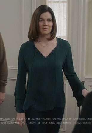 Heather's green bell sleeve top on Life in Pieces