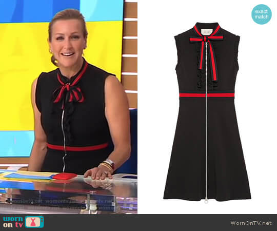 Jersey Dress with Web Trim by Gucci worn by Lara Spencer on Good Morning America