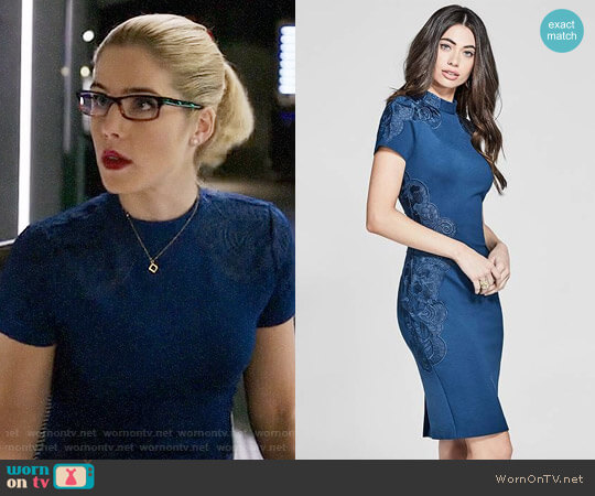 Guess Hamor Lace Dress worn by Felicity Smoak (Emily Bett Rickards) on Arrow