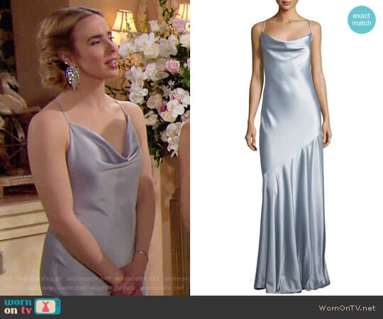 Halston Heritage Bias-Cut Satin Evening Gown worn by Ivy Forrester (Ashleigh Brewer) on The Bold and the Beautiful