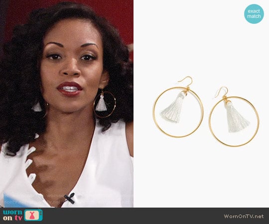 J. Crew Fringy Hoop Earrings worn by Hilary Curtis (Mishael Morgan) on The Young & the Restless