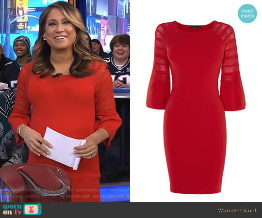 WornOnTV: Ginger’s red lace sleeve dress on Good Morning America ...