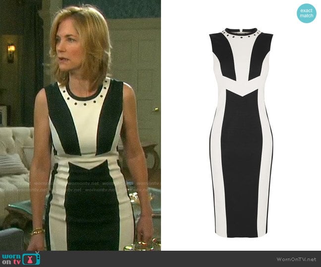 White Contrast Panel Dress by Karen Millen worn by Eve Donovan (Kassie DePaiva) on Days of our Lives