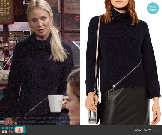 Karen Millen Zip-Detail Turtleneck Sweater worn by Sharon Newman (Sharon Case) on The Young and the Restless