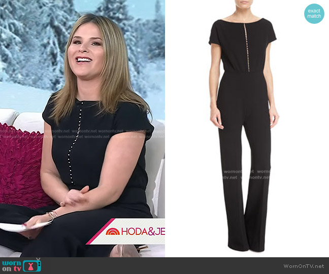 Short Sleeve Pearl Jumpsuit by Lela Rose worn by Jenna Bush Hager on Today