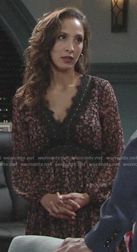 Lily’s floral lace-trimmed dress on The Young and the Restless