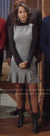 Lily’s grey plaid ruffle hem dress on The Young and the Restless