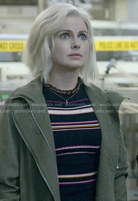 Liv’s striped top with ruffle neck on iZombie