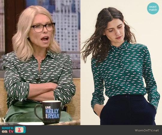 'Clelia' Shirt by Maje worn by Kelly Ripa on Live with Kelly and Mark