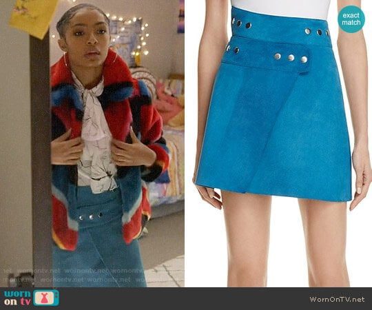 Maje Joseph Suede Skirt worn by Zoey Johnson (Yara Shahidi) on Grown-ish