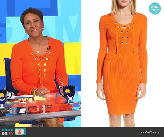 WornOnTV: Robin’s orange lace up dress on Good Morning America | Robin ...