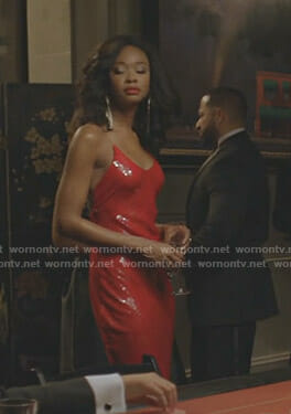 Monica's red sequin gown on Dynasty