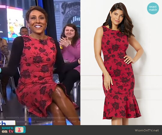 Eva Mendes Collection Isadora Jacquard Sheath Dress by New York & Company worn by Robin Roberts on Good Morning America