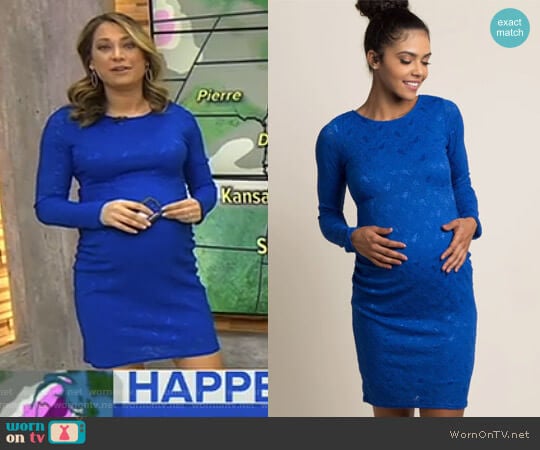 Lace Fitted Long Sleeve Maternity Dress by Pink Blush worn by Ginger Zee on Good Morning America