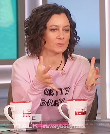 Sara’s pink pretty baby sweater on The Talk