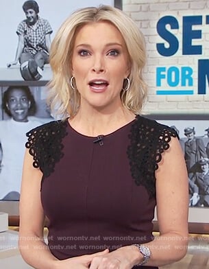 Megyn’s purple lace cap sleeve dress on Megyn Kelly Today