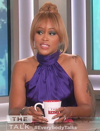 Eve’s purple halter neck top on The Talk