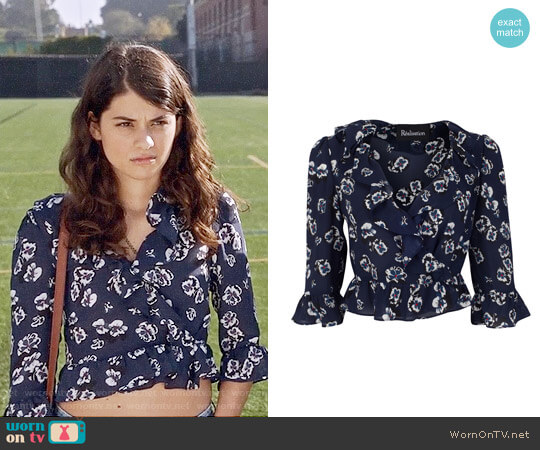 Realisation Cher Top in Navy Pansy worn by Sabrina Pemberton (Sofia Black D'Elia) on The Mick