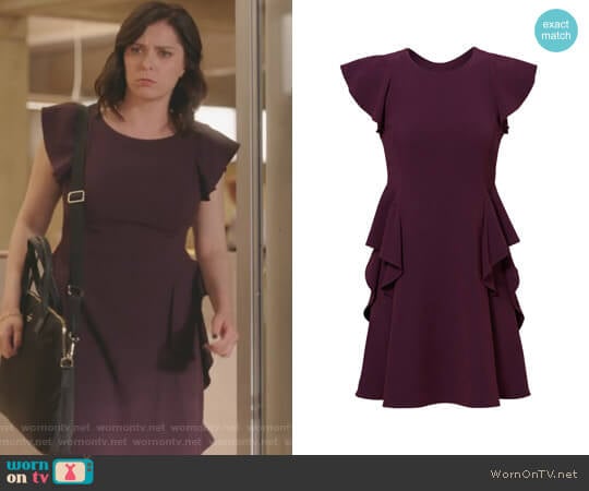 Ruffled Crepe Dress by Rebecca Taylor  worn by Rebecca Bunch (Rachel Bloom) on Crazy Ex-Girlfriend