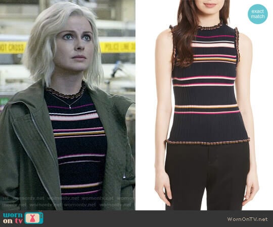 Rebecca Taylor Stripe Rib Knit Tank worn by Liv Moore (Rose McIver) on iZombie