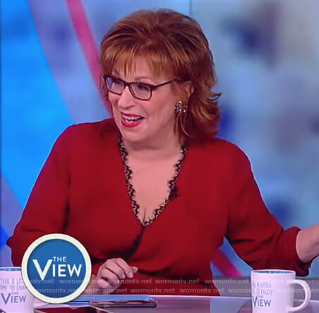 Joy’s red lace-trim top on The View