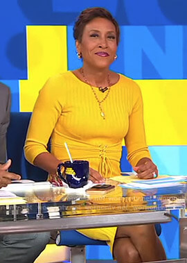 Robin’s yellow ribbed corset dress on Good Morning America