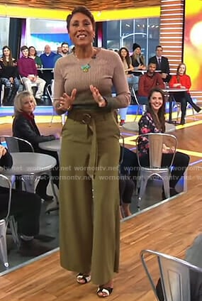 Robin’s ombre sweater and belted wide-leg pants on Good Morning America