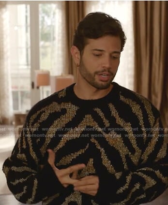 Sam's tiger print sweater on Dynasty