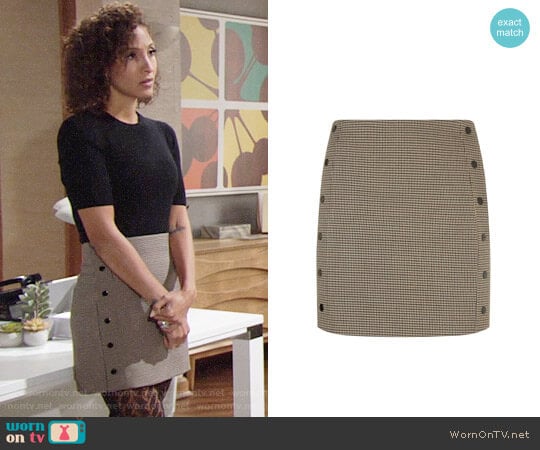 Sandro Double Breasted Checked Print Skirt worn by Lily Winters (Christel Khalil) on The Young and the Restless