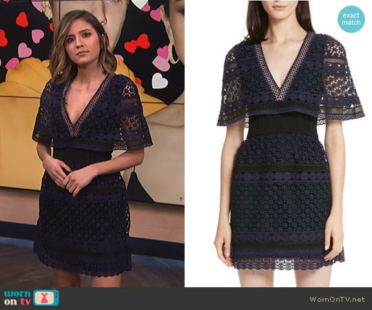 Guipure Lace Cape Dress by Self Portrait worn by Erin Lim on E! News