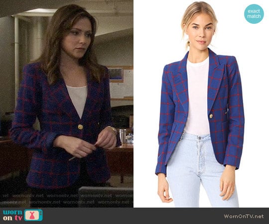 WornOnTV: Emily’s blue and red windowpane check blazer on Designated ...