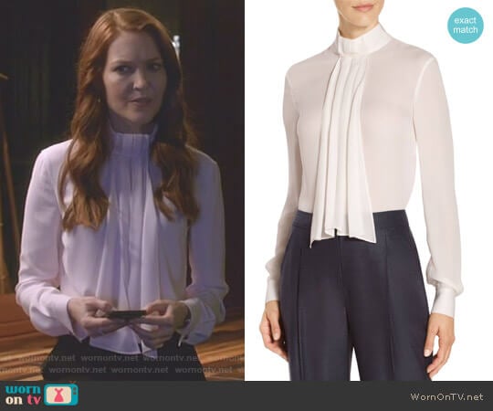 Satin Silk Georgette Neck Tie Blouse by St John Collection worn by Abby Whelan (Darby Stanchfield) on Scandal