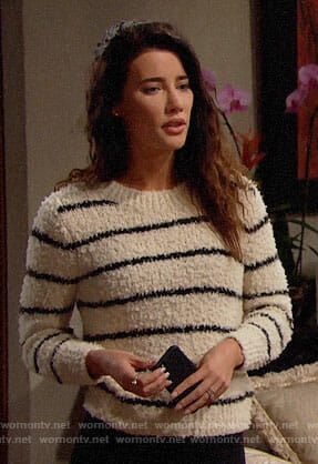 Steffy’s striped textured sweater on The Bold and the Beautiful