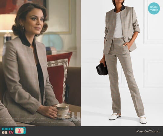 Fleur Princes of Wales Checked Wool Blazer and Jodi pant by Stella McCartney worn by Cristal Flores (Nathalie Kelley) on Dynasty