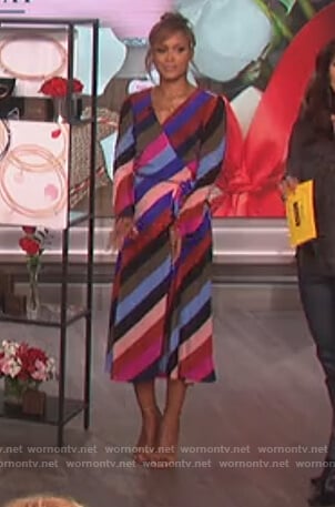 Eve’s striped wrap dress on The Talk