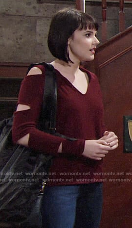 WornOnTV: Tessa’s red sweater with sleeve cutouts on The Young and the ...