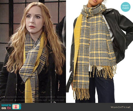 Topshop Double Face Plaid Scarf worn by Mariah Copeland (Camryn Grimes) on The Young and the Restless